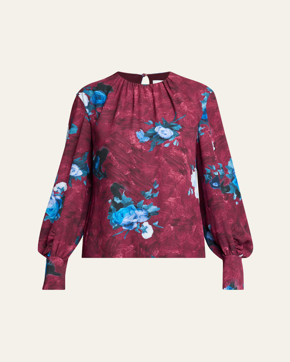 Painterly Floral Long-Sleeve Blouse
